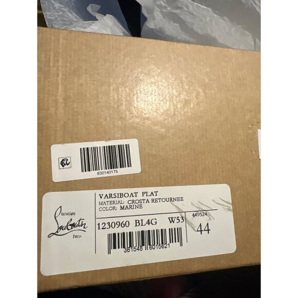 Christian Louboutin Varsiboat Men Shoes Nubuck leather Marine Blue Size 44 US11 - Picture 10 of 13